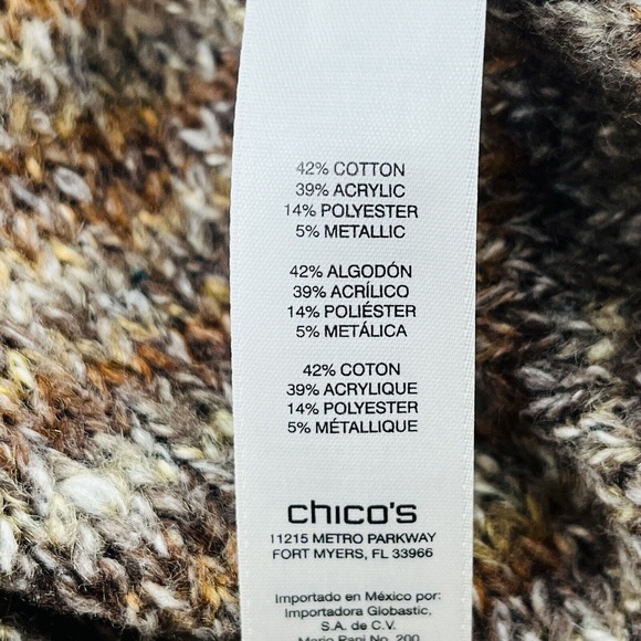 Womens L Chico's Randall Sweater Vest Chestnut Open Front Metallic Chic Texture - Picture 6 of 8